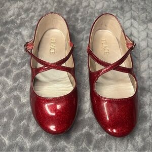 The Children's Place Red Glitter Crisscross Strap Dress Shoes sz 11